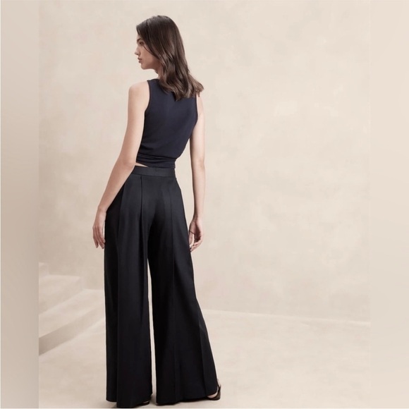 NWT! Banana Republic Black Linen-Blend Palazzo Pant - Multiple Sizes🔹 - Picture 3 of 8
